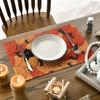 4/6pcs Set Black Cat In Pumpkin Patch Placemats, Seasonal Holiday Decor Suitable for Home Kitchen Dining Indoor Outdoor Use