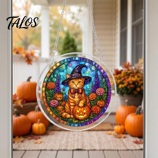 Talos Halloween Acrylic Puzzle Suncatcher, 7.87 Inch Sun Catcher Window Hanging Ornament, Ideal for Gifting and Home Decor