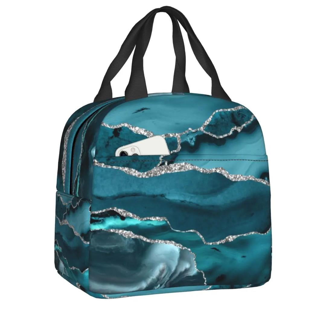 Marmor Grau Kupfer Schwarz Gold Isolierte Lunchtaschen für Frauen Abstraktes Muster Kühltasche Thermische Lebensmittel Lunchbox Kinder Schule Kinder