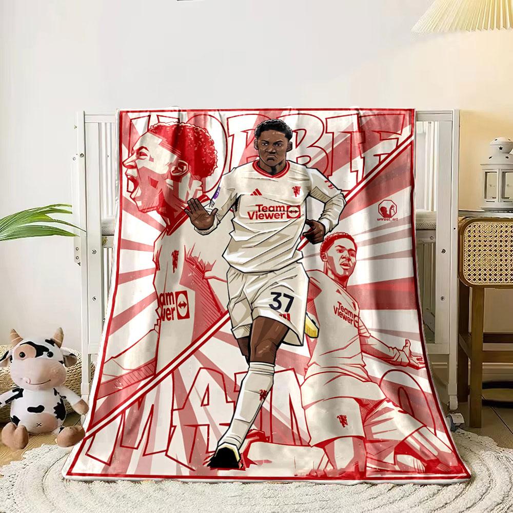 Dynamische Spielerillustrationen mit kräftigem roten Text und scharfen geometrischen Linien. Decke für alle Jahreszeiten Mittagspause Überwurf Geschenk