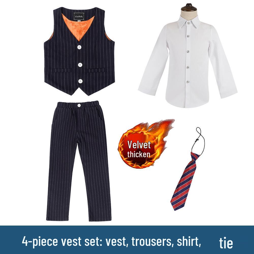 2022 Autumn/Winter Boys' Striped Blazer Suit Set - Formal Wear for Flower Boys and Hosts