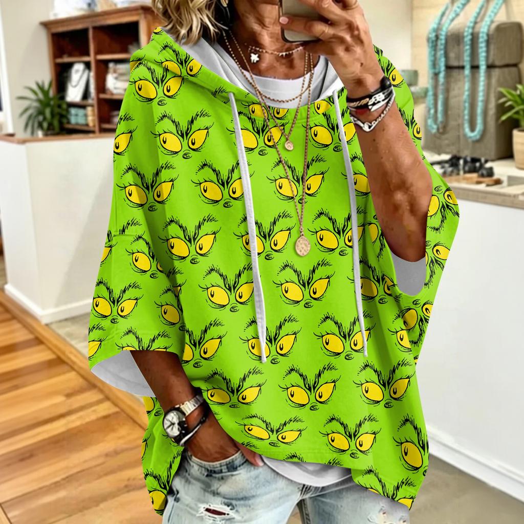 Women's Christmas Graphic Print Hooded Loose Fit Sweatshirt