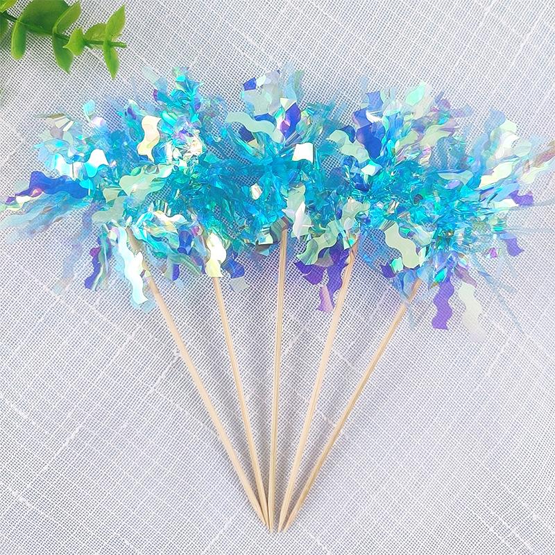 10/20Pcs Glitter Happy Birthday Cake Topper Colorful Fireworks Tassels Cupcake Topper Wedding Baby Shower DIY Dessert Cake Decor