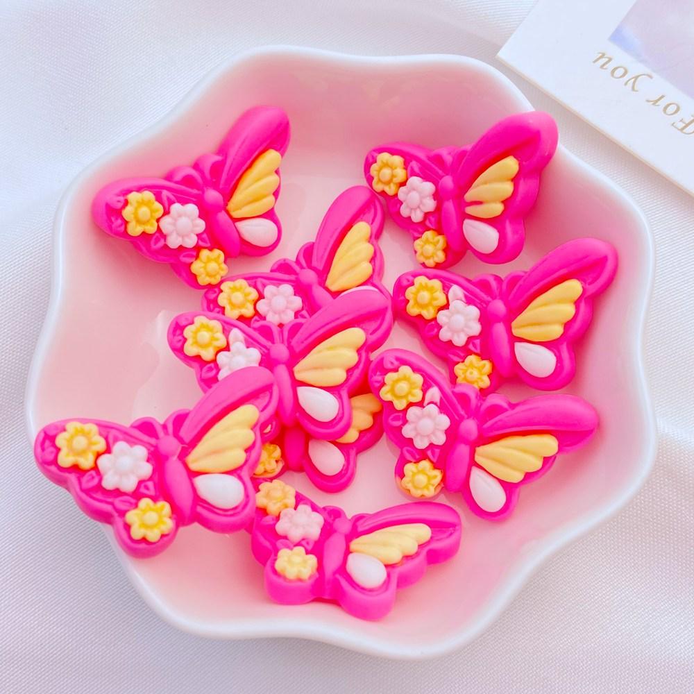 

10Pcs New Cute Resin 17*27mm Cartoon Butterfly Series Flat Back Manicure Parts Embellishments For Hair Bows Accessories