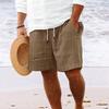 2023 Men's Hot-Selling Cotton Linen Drawstring Beach Shorts