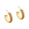 Retro Zircon Irregular Metal Strip Hoop Earrings - High-End Niche Design Stud Earrings for Women