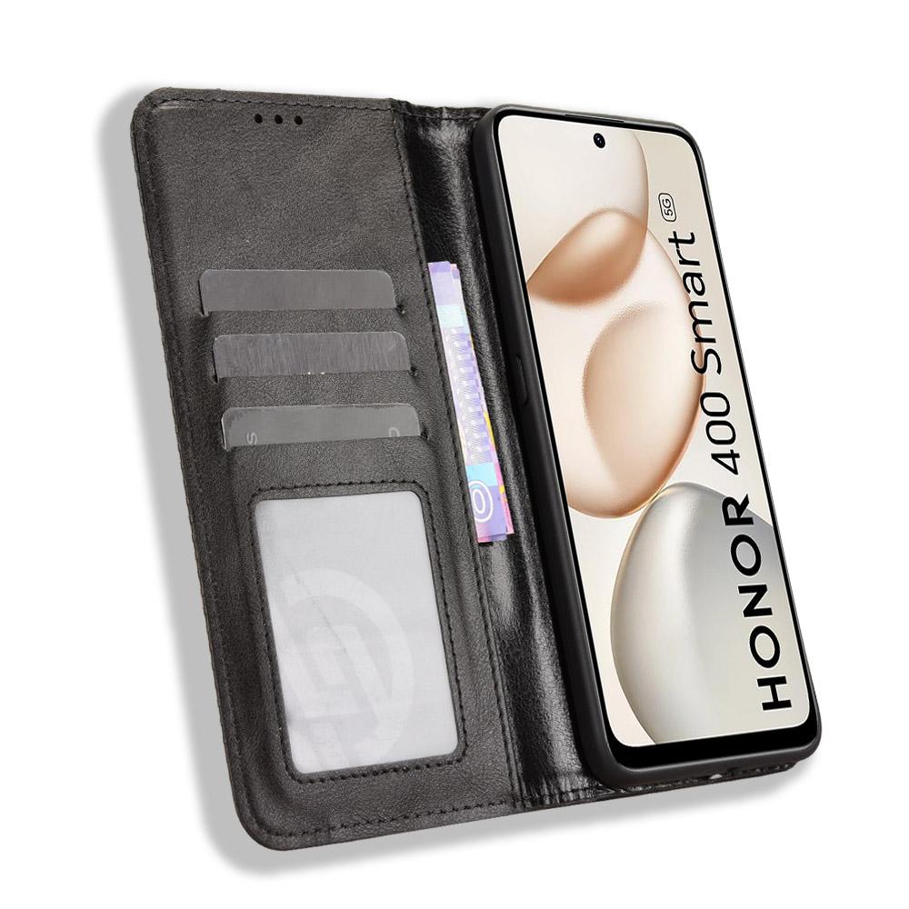 For Honor 400 Smart Leather Case Wallet Stand Retro Texture Phone Cover