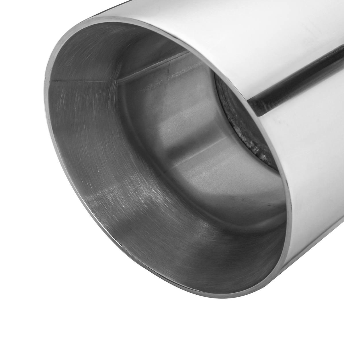 Embout D'Échappement Double Paroi Inclinée 60mm Entrée / 100mm Sortie – Acier Inox Poli Universel