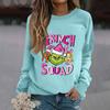 Women's Fashion Casual Long Sleeve Solid Color Christmas Printed Round Neck Top Sweatshirt