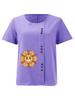 Women's Fashion Sunflower Print Casual Cotton Linen Short Sleeve Round Neck T-shirt Shirt Leisure Loose Summer Blouse Tops