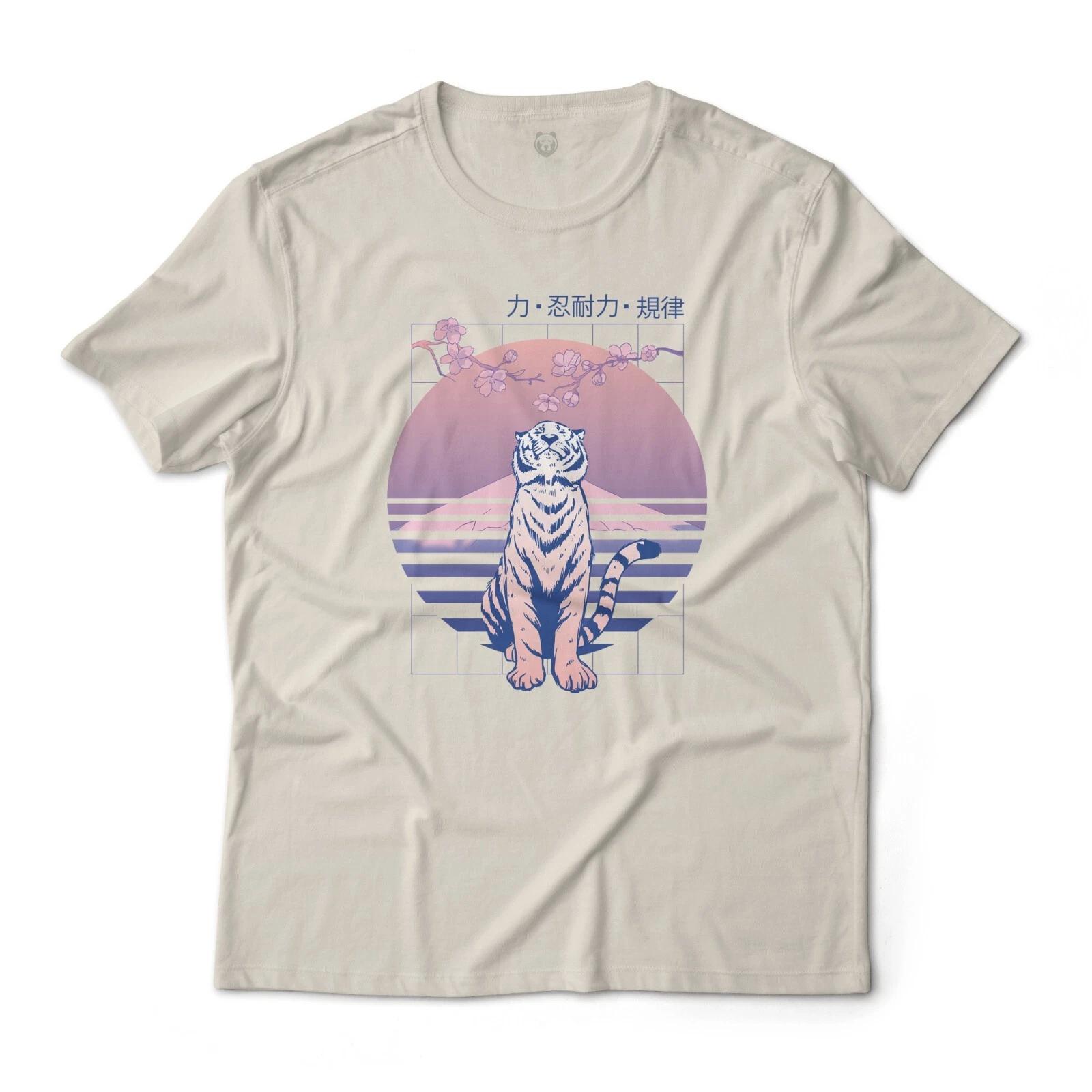 Japanese Zen Vaporwave Tiger Aesthetic Graphic T-T-Shirt Unisex Lightweight Cotton 3XL
