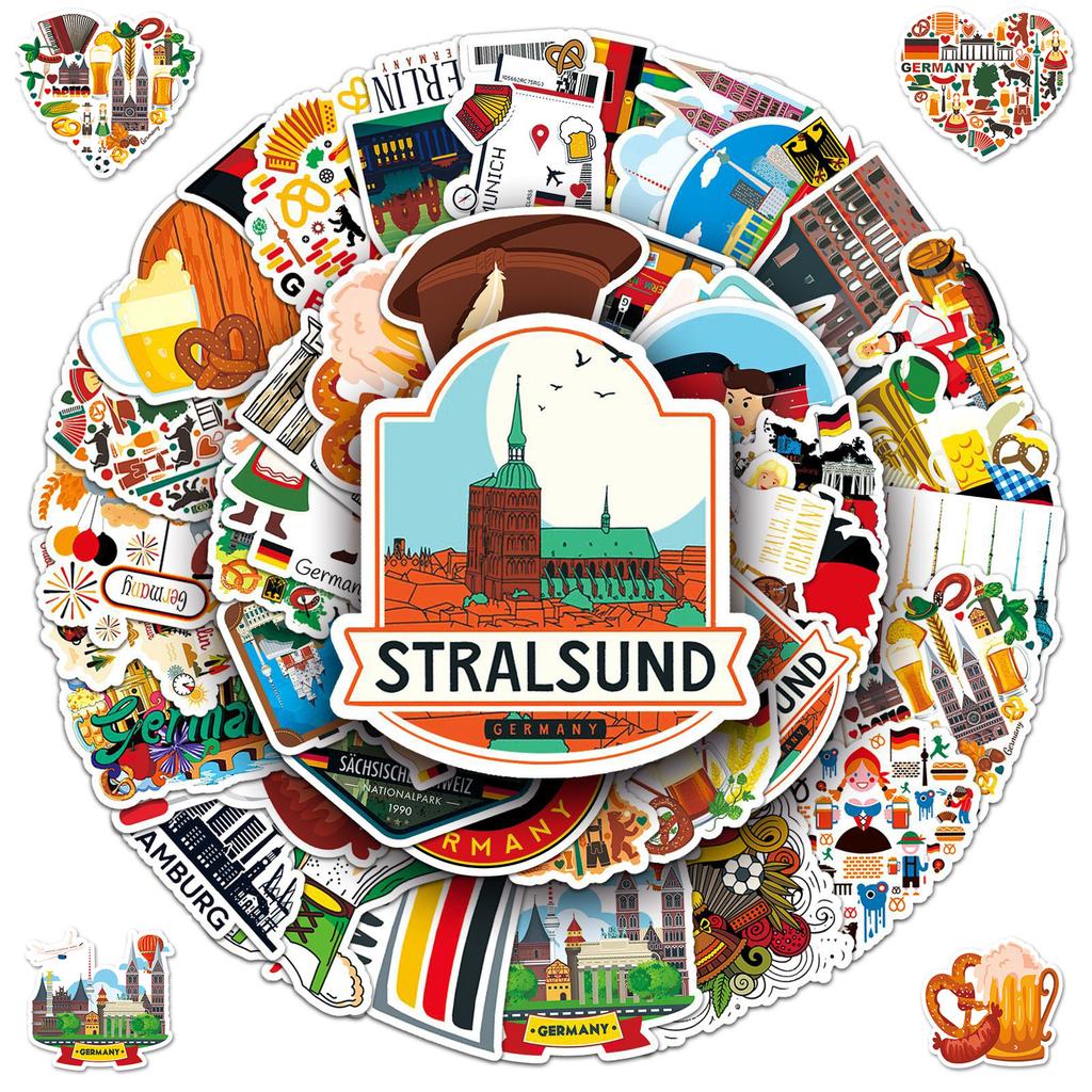 50Pcs Outdoor Scenic Tourism In Germany Graffiti Stickers Beautiful Scenery Cartoon Decal Notebook Phone Suitcase Kid Toys