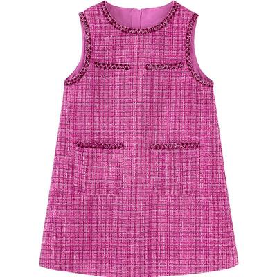 Minibala Girls' Sweet Sleeveless Plaid A-line Dress