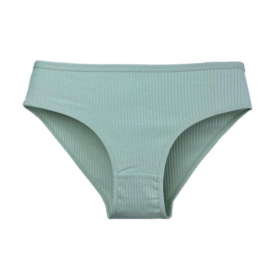 Bomullsunderkläder för Kvinnor Sexiga Lågt Skurna Ribbade Hipster Bikiniunderbyxor Full Täckning Andningsbara Cheeky Trosor