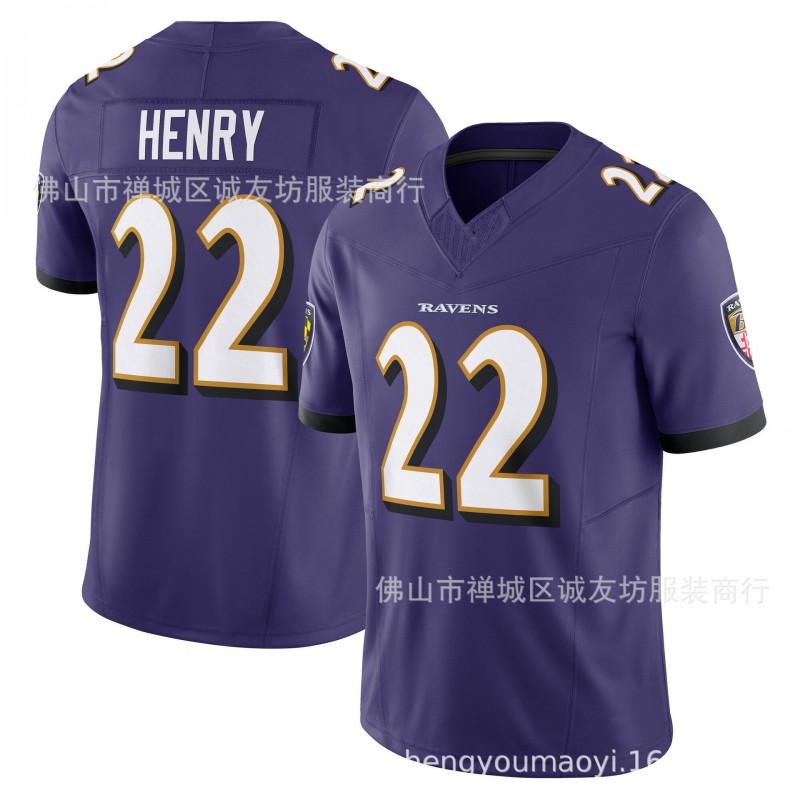 3. Gen Rugby Trikot Baltimore Ravens 22 Schwarz Henry Stil Herren Sportshirt