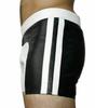 Genuine Lambskin Sports Black & White 100%Men Gym Short Leather Pants Boxer
