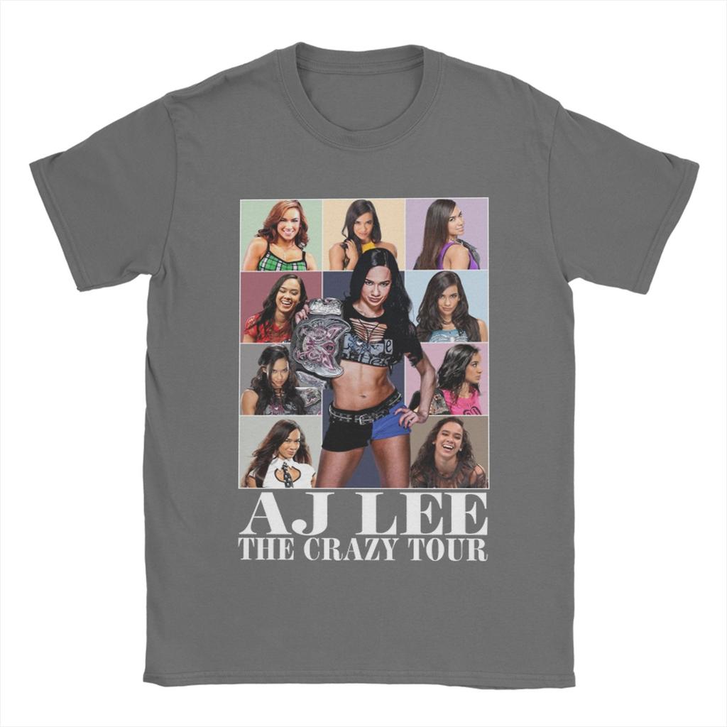 Funny AJ Lee The Crazy Tour T-Shirts for Men O Neck Cotton T Shirts Short Sleeve Tees Gift Idea Tops