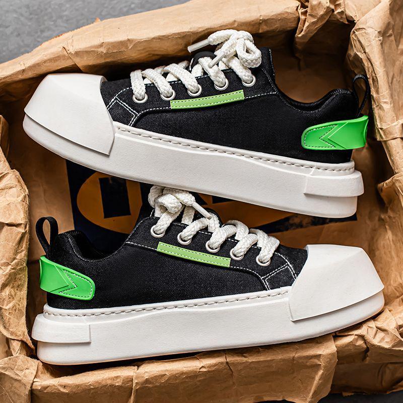 

Men s Lightweight Thick-Soled Canvas Skate Shoes - Breathable Lace-Up White Casuals for Spring/Summer 2025 39