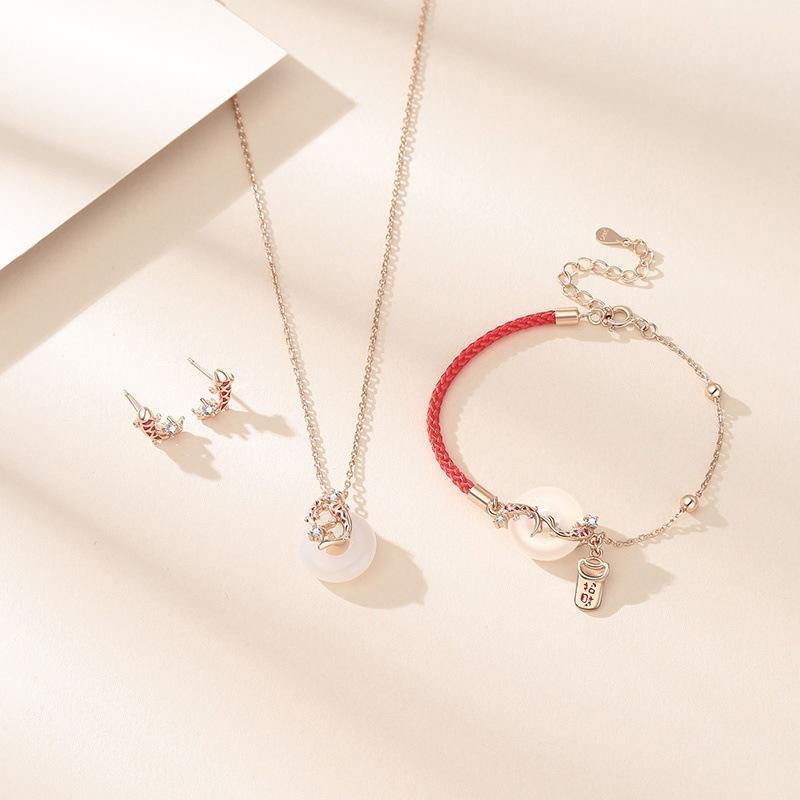 Lucky Koi Stud Earrings Light Luxury Niche Design Earrings Chinese Style Natal Year Snake Year Earrings