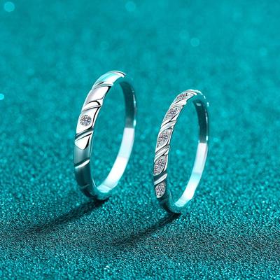 Deyi S925 Sterling Silver Moissanite Couple Rings: Matching Unisex Rings, Daily Simple Style, Valentine's Day Gift.