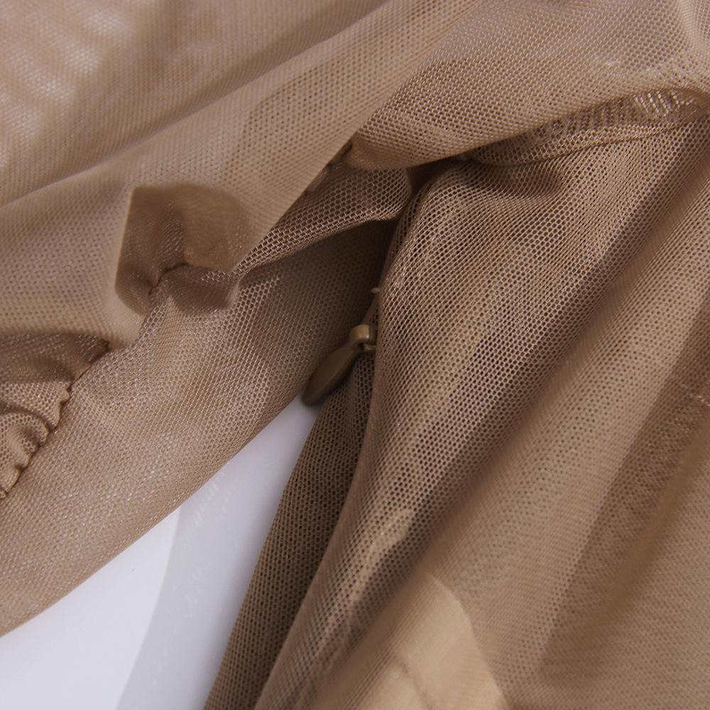 2026 Sommer Damen V-Ausschnitt Netz Faltenkleid - Sexy, Figurbetont, Einfarbig, Kurzer Durchsichtiger Stil