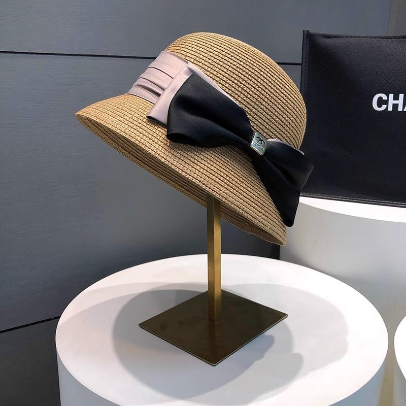 Top Hat Women's Summer Bow Temperament Sunscreen Straw Hat New Small Brim Straw Woven Beach Visor Sun Hat