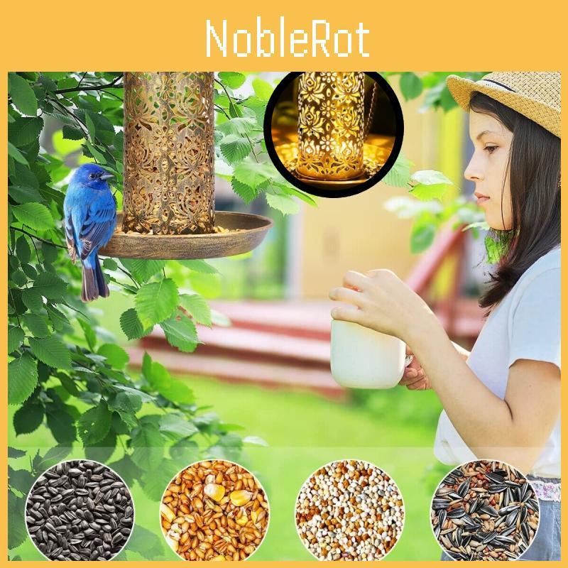 Charming Outdoor Solar Metal Hummingbird Feeder And Decorative Garden Light For Bird Feeding And Watering