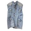 Women's Decoration Shiny Denim Vest Plus Size Denim Vest