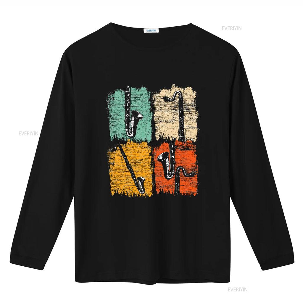 Retro Bass Clarinet T shirt vintage Washed Soft Comfortable designer clothes Casual Slightly homme streetwear Stylish graphic