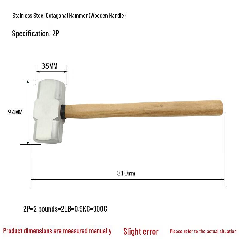 WEDO 304 Stainless Steel Non-Magnetic Octagonal Hammer CN plug (adapter included)