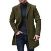 Trench Coat Men Wool Blend Coat Notched Collar Single Breasted Overcoat Business Casual Winter Jacket With Pockets