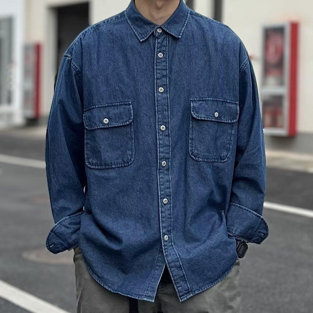 

Рубашка с длинным рукавом с буквенным принтом 2024 года в японском стиле в стиле Гонконга, свободная рубашка для мальчиков, летнее модное универсальное повседневное пальто 2XL синий