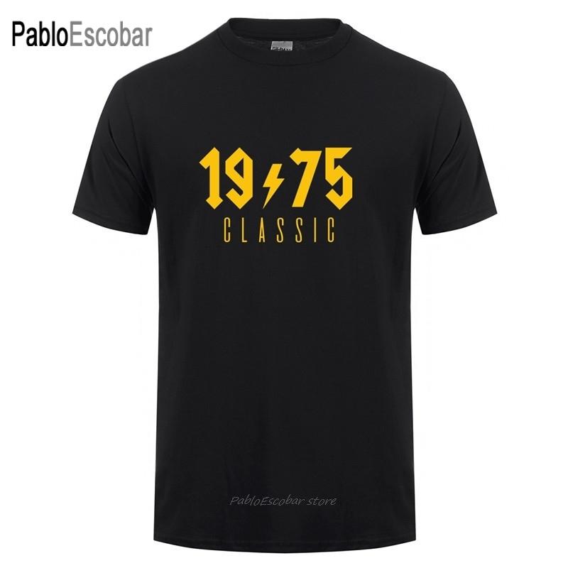 

Футболка унисекс «Рожденный в 1975 году», хлопковая футболка с круглым вырезом и коротким рукавом, классическая возрастная футболка унисекс, подарок на день рождения, футболка, топы L