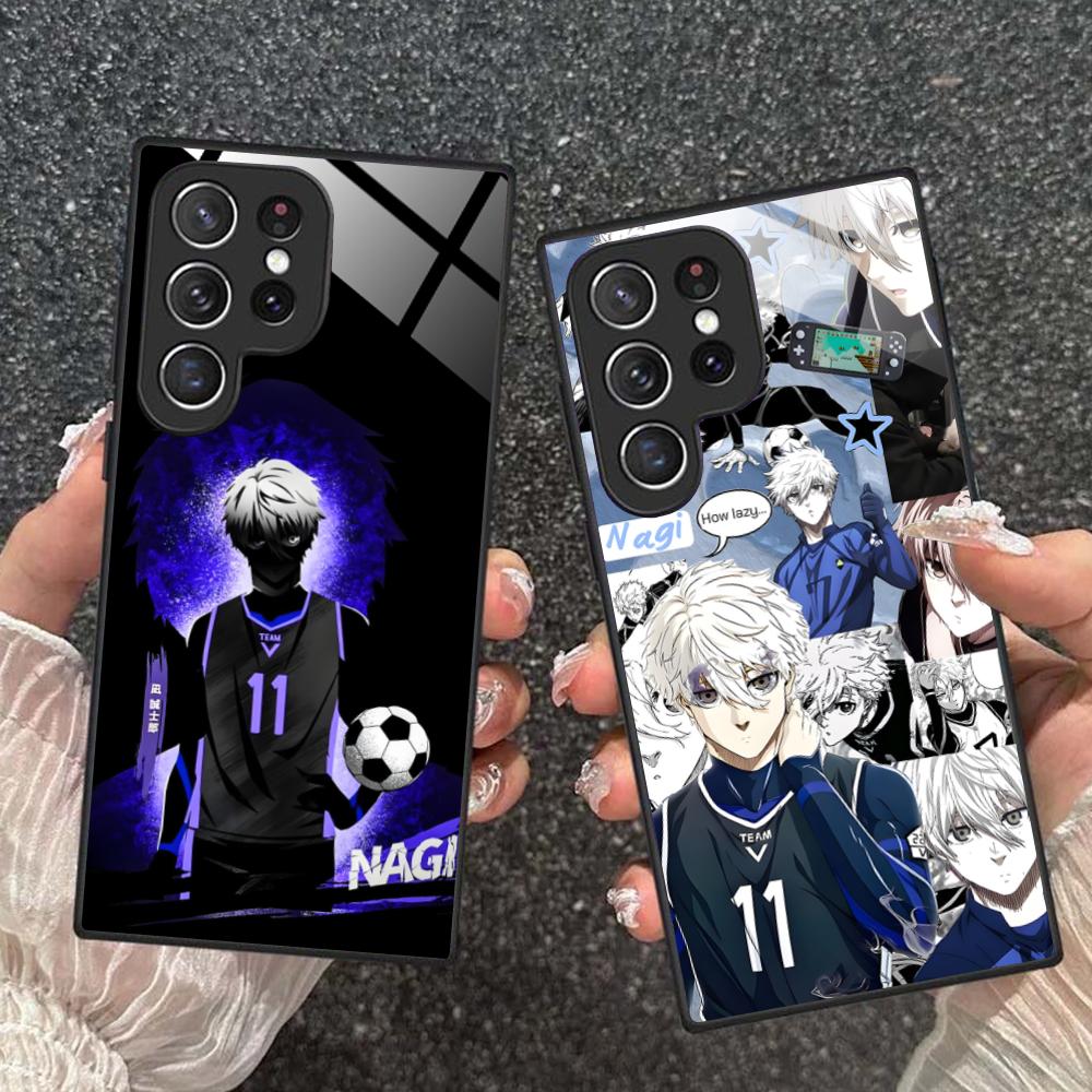 Blue Lock Nagi Seishiro Phone Case for Samsung Galaxy S26 S25 S24 S23 S22 S21 S20 Note20 Plus FE Ultra Glass Colorful Cover