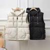 2025 Autumn/Winter Women's Hooded Short Down Vest - Lightweight European & American Style with Drawstring, Casual White Duck Down Jacket