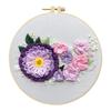 Flower Stamped Cross Stitch Embroidery Kits with Hoop Cloth Color Thread