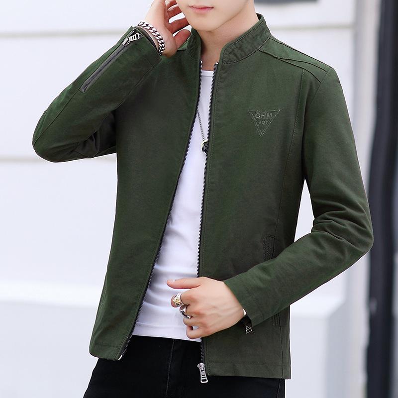 Men s Jacket Jacket Spring and Autumn New Korean Version Washed Jacket Casual Slim Handsome Slim Top Fashion Brand M
