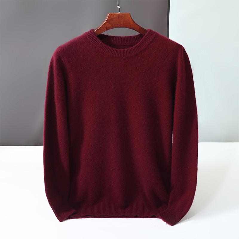 New round neck 100 pure cashmere sweater solid color loose thickened pullover knitted primed warm sweater