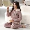 New Autumn Winter Ladies Pajamas Cotton Padded Warm Loungewear Cotton Three-layer Plus Sleepwear Large Size Homewear Suit