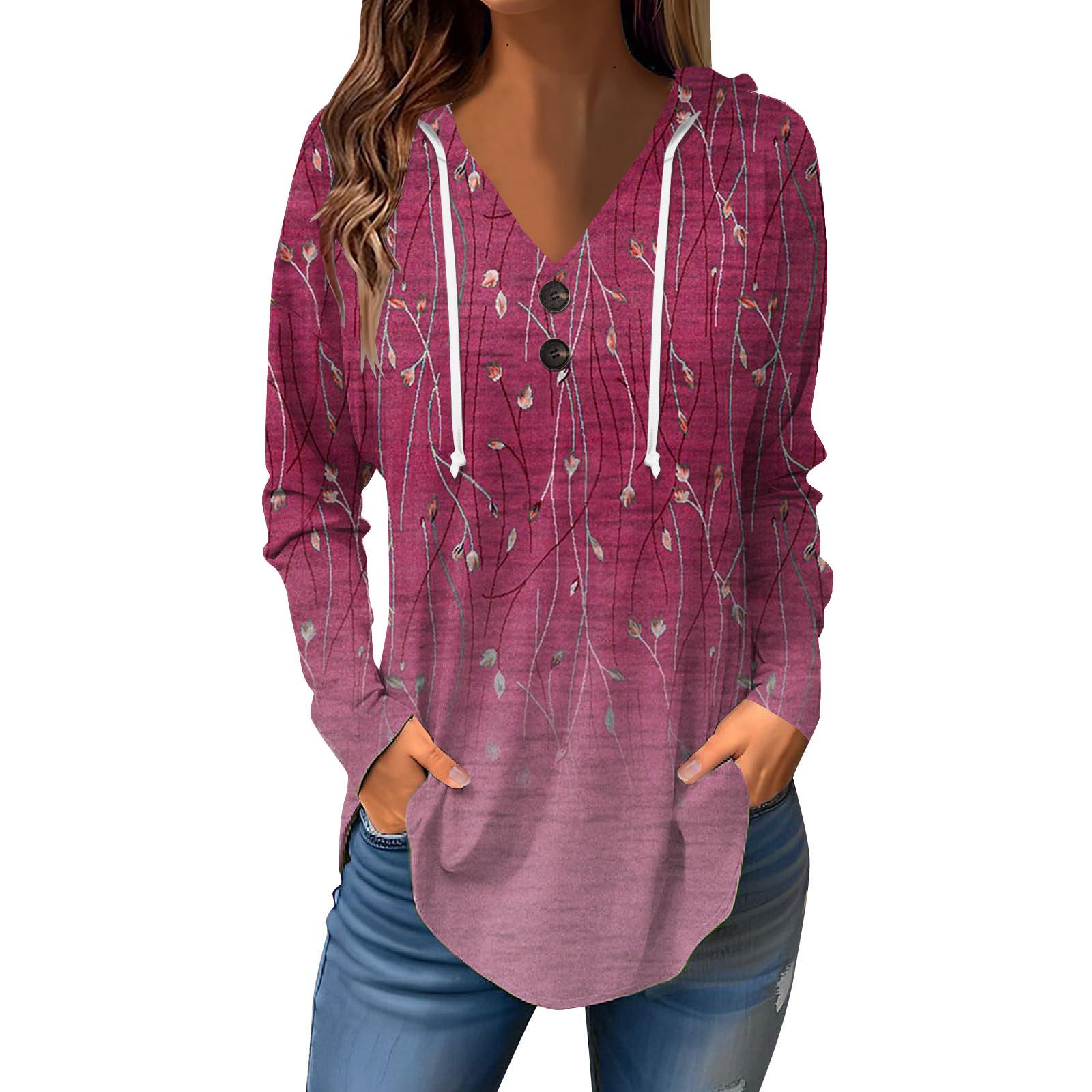 

Женские повседневные модные однотонные толстовки с капюшоном на пуговицах и длинными рукавами с V-образным вырезом XXL