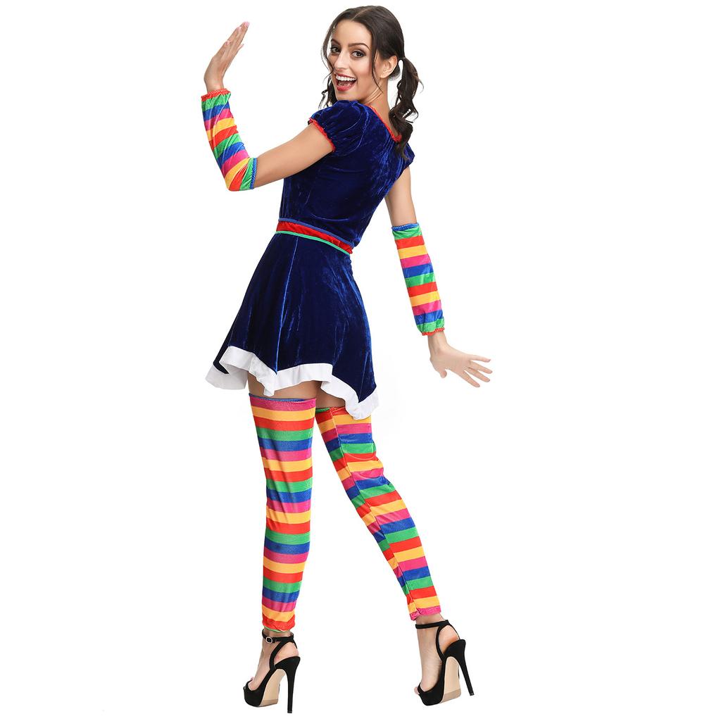Rainbow Striped Christmas Costumes, Halloween Party Costumes, Drama Circus Clown CO Costumes, Stage Costumes