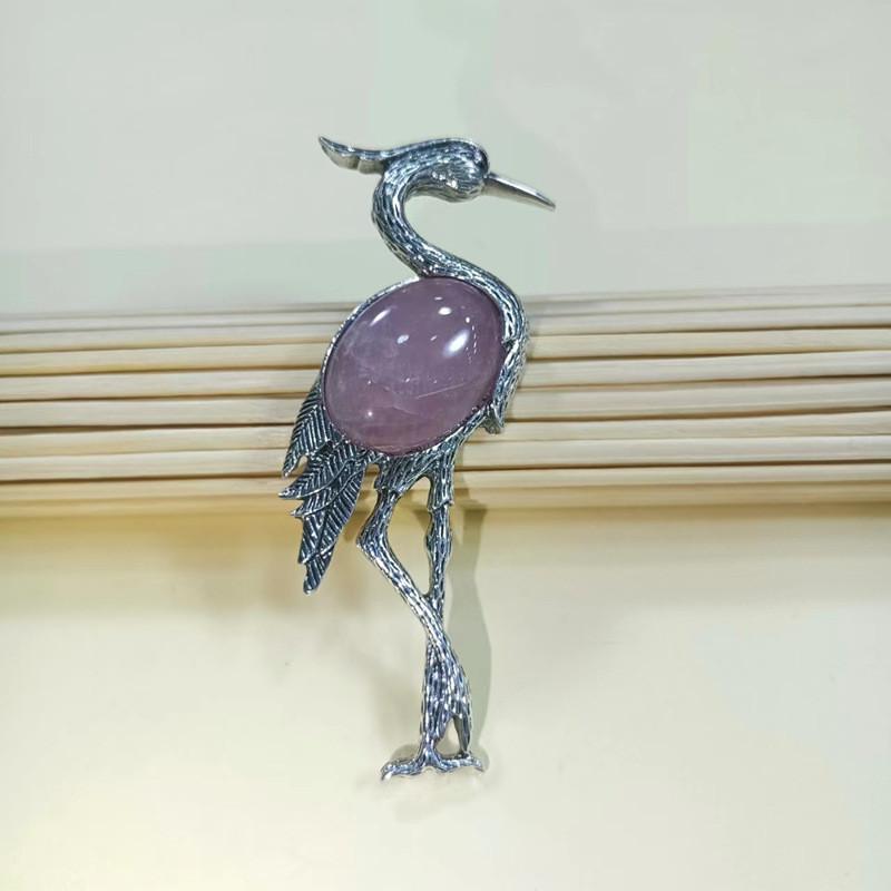 Fairy Tale Animal Brooch Pendant In Purple Crystal And Agate For Fashion Lovers