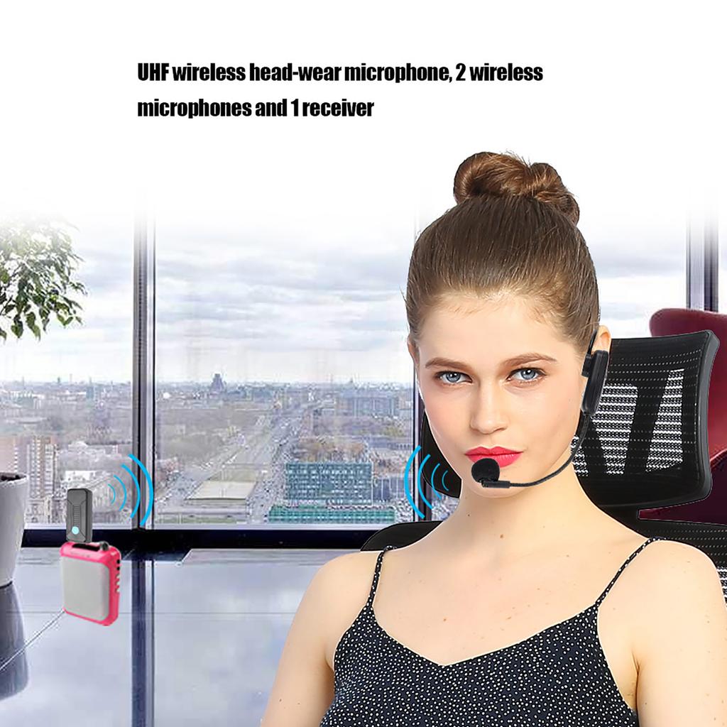1 to 2 Professional Head Wear Mic UHF Wireless Microphone for Voice Amplifier Computer