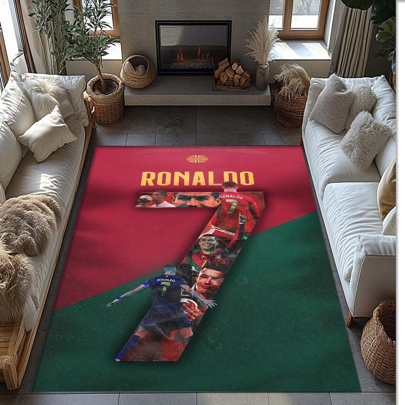 Cristiano Ronaldo bedruckter Flanell-Teppich rutschfest weich Polyester Bodenbelag Indoor Dekorationsmatte für Schlafzimmer Wohnzimmer Sofa