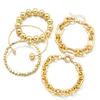 5-piece Punk Style CCB Round Beaded Bracelet Multi-Layer Stackable Chain Design Open Women's Wristlet