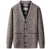 Men S Casual Fleece Knitted V Neck Cardigan Sweater