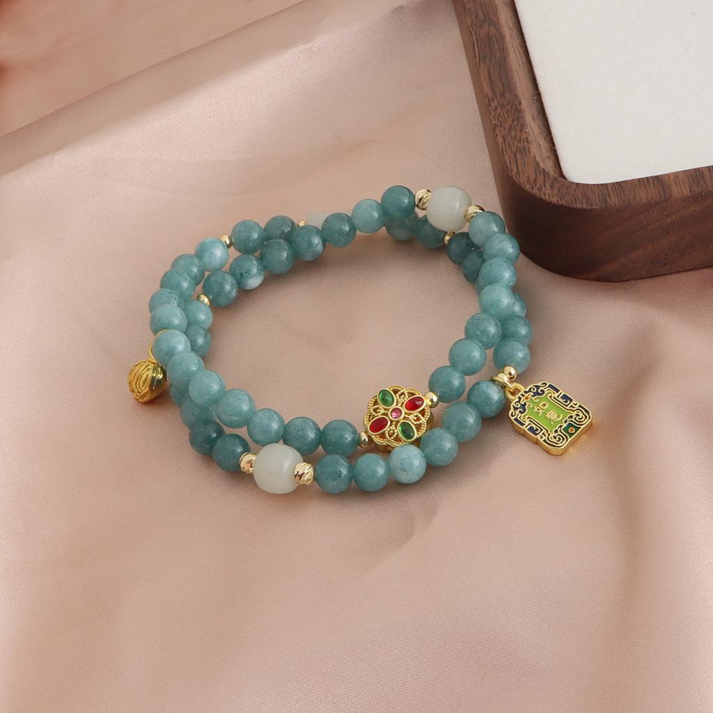Bracelet Natural blue water jadeite crystal bracelet Cloisonne plum blossom Duobao bracelet versatile