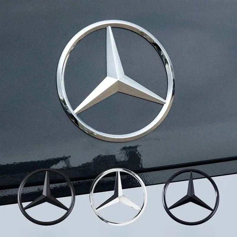 For Mercedes Benz 90MM ABS Car Rear Badge Sticker Trunk Emblem Decal A B C E S class GLA GLC CLA GLK GLE W204 W205 W212 PB2