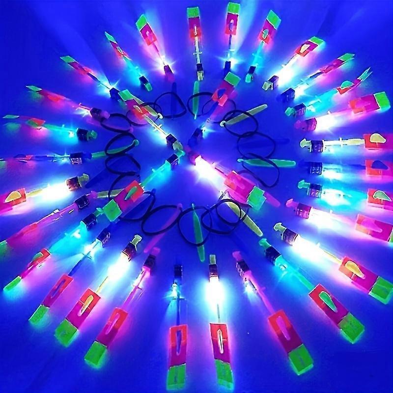 10pcs LED Light Rockets - Bright Flying Toys with Sling Shot Launcher, Party Favorites for Birthday