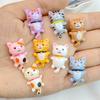 10Pcs New Cute Mini Colorful Cartoon Cat Series Flat Back Ornament Jewelry Bows Accessories